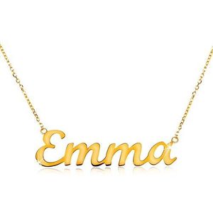 Náhrdelník ve žlutém 14K zlatě - tenký blýskavý řetízek, lesklý nápis Emma obraz