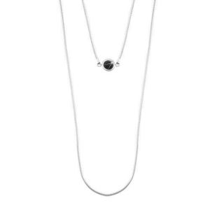 Stříbrný 925 náhrdelník, dvojitý řetízek s hadím vzorem, černá polokoule obraz