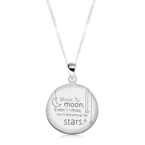Stříbrný 925 náhrdelník, kruhová známka s vygravírovaným citátem obraz