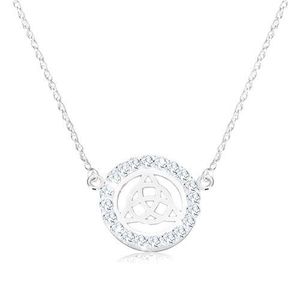 Stříbrný 925 náhrdelník - keltský uzel, zirkony, spirálovitý řetízek obraz