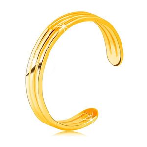Prsten ze žlutého zlata 585 s otevřenými rameny - tři tenké hladké proužky - Velikost: 49 obraz