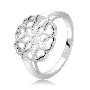 Stříbrný 925 prsten - vyřezávaný květ, srdíčkovité okvětní lístky - Velikost: 49 obraz