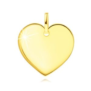 Přívěsek ze žlutého zlata 375 - ploché zrcadlové srdce obraz