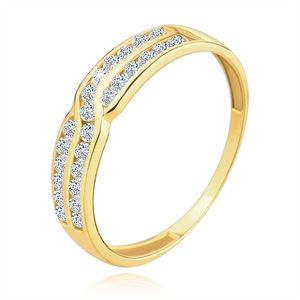 Zlatý prsten 585 - dvojitá řada kulatých zirkonů - Velikost: 49 obraz