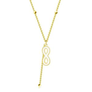 Stříbrný náhrdelník 925 - zlatá barva, symbol "Infinity", tenký řetízek, korálky obraz