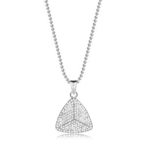 Stříbrný 925 náhrdelník - trojúhelník, kulatý čirý zirkon, kuličkový řetízek obraz