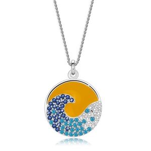 Stříbrný 925 náhrdelník - západ slunce nad mořem, vlna, barevné zirkony obraz