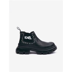 Černé dámské kožené kotníkové boty KARL LAGERFELD Trekka Max obraz