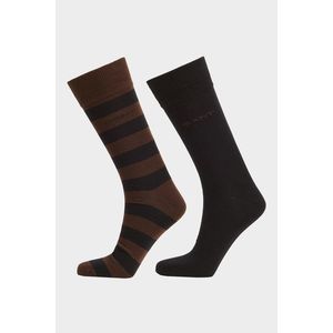 PONOŽKY GANT BARSTRIPE AND SOLID SOCKS 2-PACK hnědá 43/45 obraz