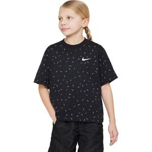 Nike SPORTSWEAR BOXY SWOOSH Dívčí tričko, černá, velikost obraz