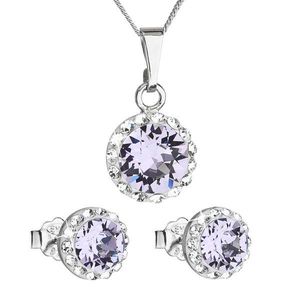 Evolution Group Sada šperků s krystaly Swarovski náušnice, řetízek a přívěsek fialové kulaté 39152.3 violet obraz