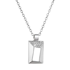 Evolution Group Stříbrný náhrdelník obdélník se zirkonky bílý 12055.1 crystal obraz