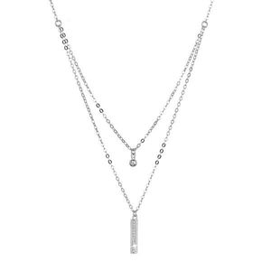 Evolution Group Stříbrný náhrdelník kulička a úzký obdélník se zirkony bílý 12057.1 crystal obraz