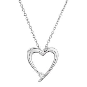 Evolution Group Stříbrný náhrdelník srdce s jedním zirkonkem 12053.1 obraz