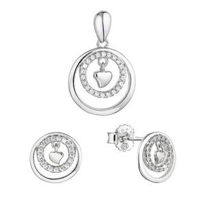 Evolution Group Stříbrná sada šperků kroužky se zirkony a malé srdíčko uprostřed 19034.1 obraz