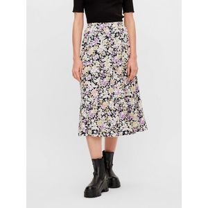 Černo-fialová květovaná midi sukně Pieces Karry obraz