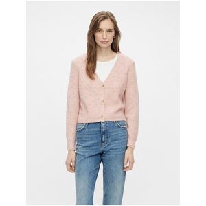 Světle růžový dámský žebrovaný svetr na knoflíky Pieces Ellen obraz