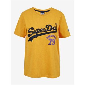 Žluté dámské tričko s potiskem Superdry obraz
