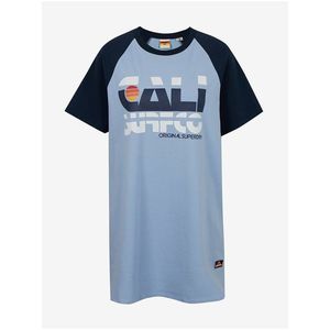 Černo-modré dámské šaty s potiskem Superdry Cali Surf Raglan Tshirt Dress obraz