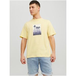 Světle žluté pánské tričko Jack & Jones Splash obraz
