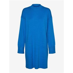 Modré dámské svetrové šaty VERO MODA Goldneedle obraz
