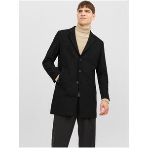Černý pánský kabát s příměsí vlny Jack & Jones Morrison obraz