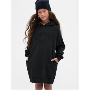 Černé holčičí mikinové šaty s kapucí Gap obraz