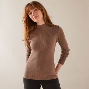 Blancheporte Žebrovaný pulovr se stojáčkem hnědošedá 54 obraz