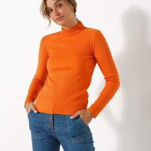 Blancheporte Žebrovaný pulovr se stojáčkem mangová 54 obraz