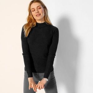 Blancheporte Žebrovaný pulovr se stojáčkem černá 54 obraz