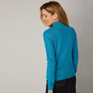 Blancheporte Žebrovaný pulovr se stojáčkem modrá 54 obraz