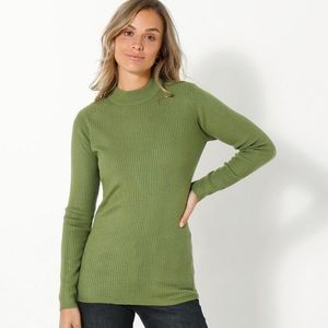 Blancheporte Žebrovaný pulovr se stojáčkem olivová 58 obraz