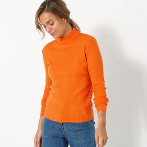 Blancheporte Žebrovaný pulovr se stojáčkem mangová 58 obraz