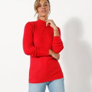 Blancheporte Žebrovaný pulovr se stojáčkem červená 56 obraz