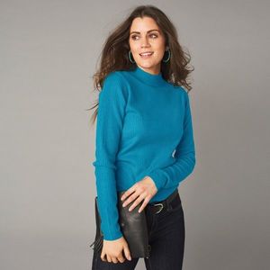 Blancheporte Žebrovaný pulovr se stojáčkem modrá 56 obraz