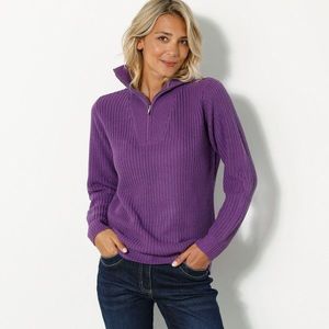 Fialový pletený pulovr obraz