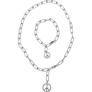 Urban Classics Y Chain Peace Pendant Necklace And Bracelet silver obraz