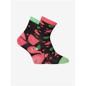 Růžovo-černé dětské veselé ponožky Dedoles Plameňáci obraz
