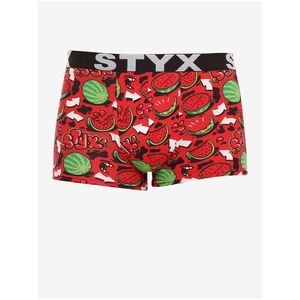 Zeleno-červené pánské vzorované boxerky Styx art Melouny obraz