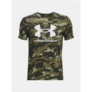 Khaki vzorované tričko Under Armour UA SPORSTYLE LOGO AOP SS obraz