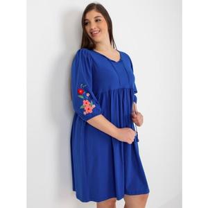 Dámské šaty s výšivkou plus size ALBINA tmavě modré obraz