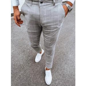 Pánské kostkované kalhoty chinos AB3 světle šedé obraz