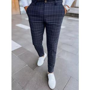 Pánské kalhoty kostkované chinos AB5 tmavě modré obraz