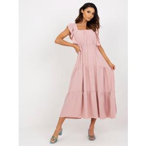 Dámské šaty s volánem RUPEA světle růžové obraz