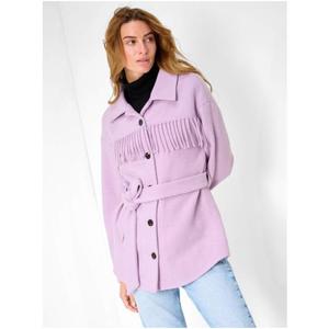 Světle fialová košilová bunda s třásněmi obraz