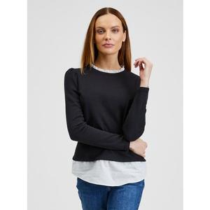 Černý dámský svetr s košilovou vsadkou obraz