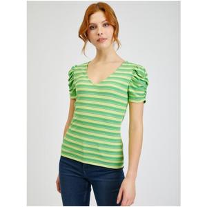 Žluto-zelené dámské pruhované tričko obraz