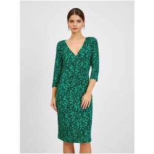 Černo-zelené dámské květované šaty obraz