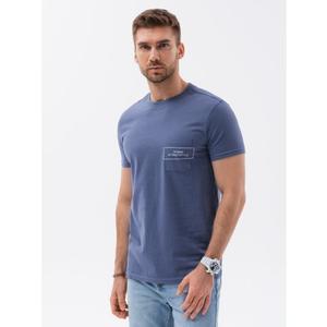 Pánské bavlněné tričko s potiskem kapes modré V9 S1742 obraz