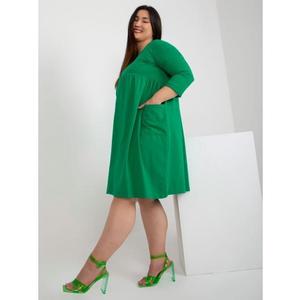 Dámské šaty z bavlny rozšířené plus size AUDREE zelené obraz